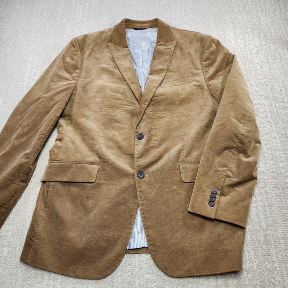 Banana Republic Blazer Men 44 Corduroy Jacket Peak Lapel Duca Visconti Brown